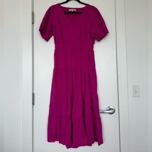 LOFT Women’s Cutout Pink Tiered Midi Dress L